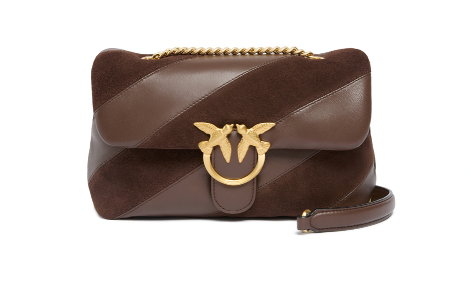 Pinko Love Puff Classic Nappa & Suede Bag Bruin