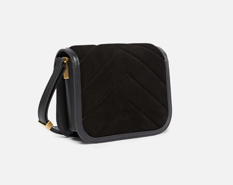 Pinko Love Box Bag Black Suede