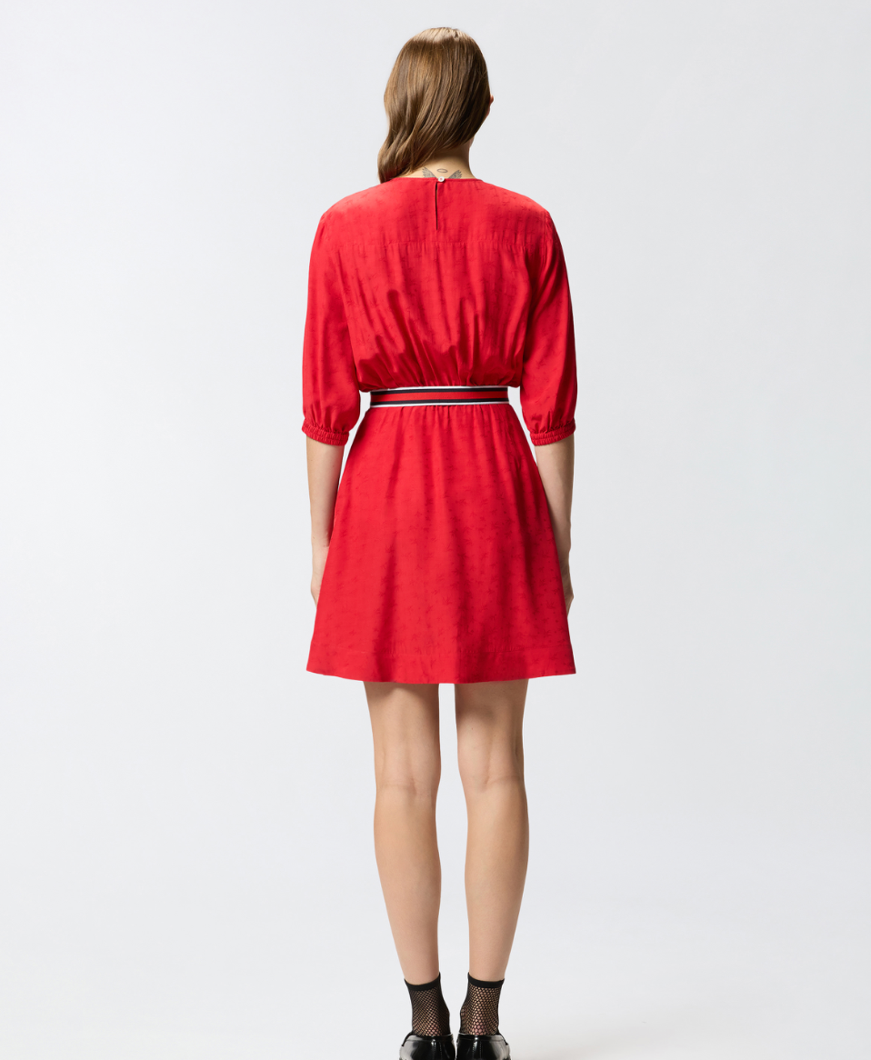Pinko Classic Viscose jacquard Jurkje  Rood