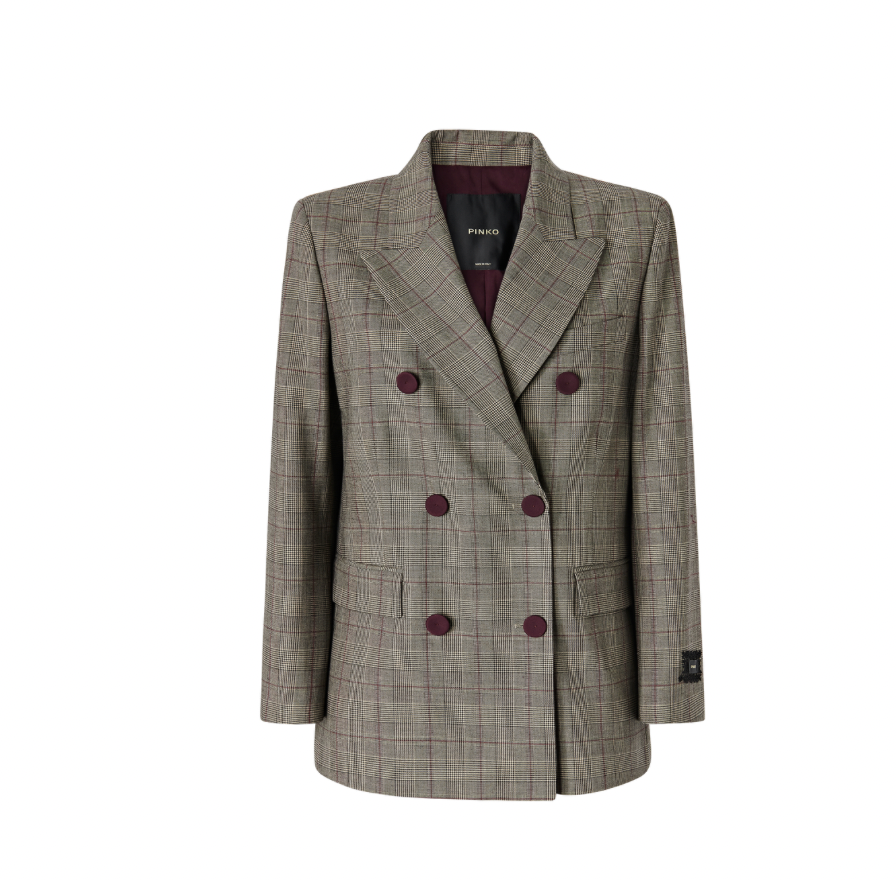 Pinko Geruite Blazer NIEUW GUINEA Beige/Bordeaux