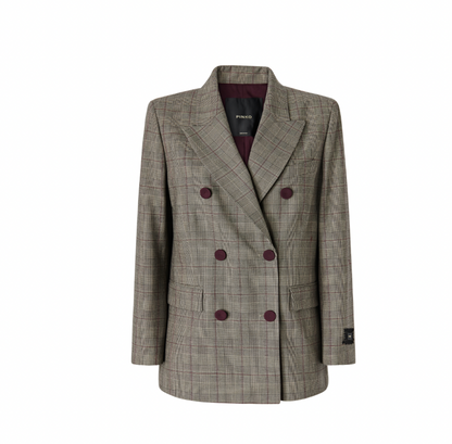 Pinko Geruite Blazer NIEUW GUINEA Beige/Bordeaux