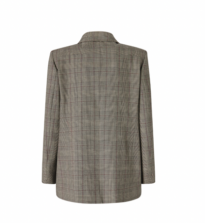 Pinko Geruite Blazer NIEUW GUINEA Beige/Bordeaux