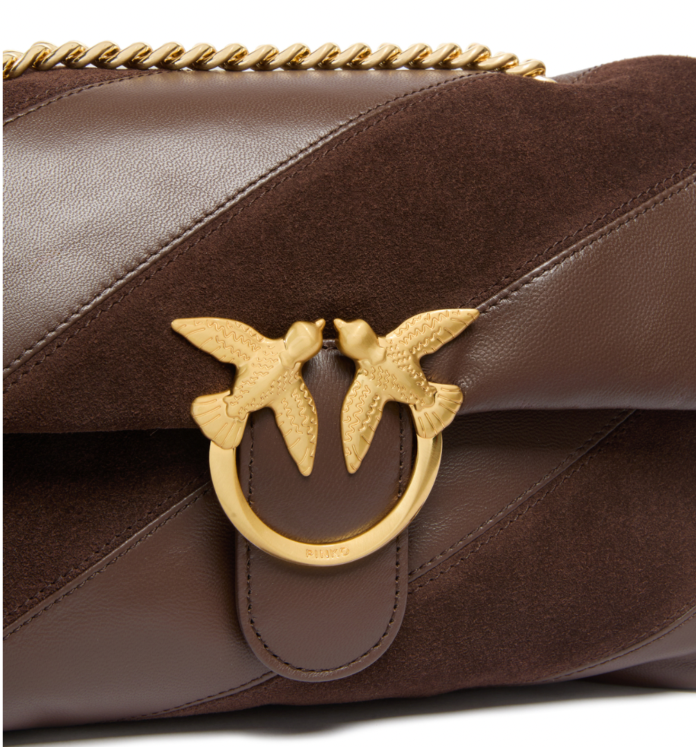 Pinko Love Puff Classic Nappa & Suede Bag Bruin