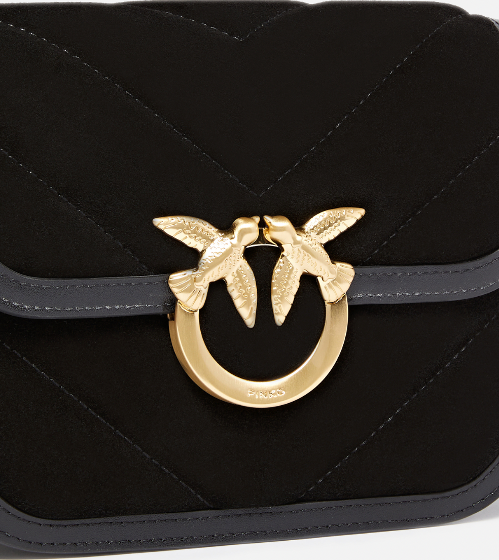 Pinko Love Box Bag Black Suede