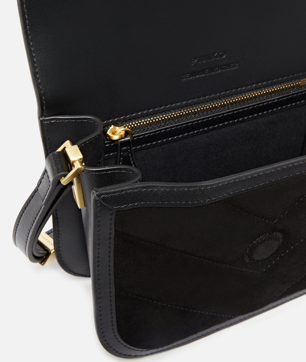 Pinko Love Box Bag Black Suede