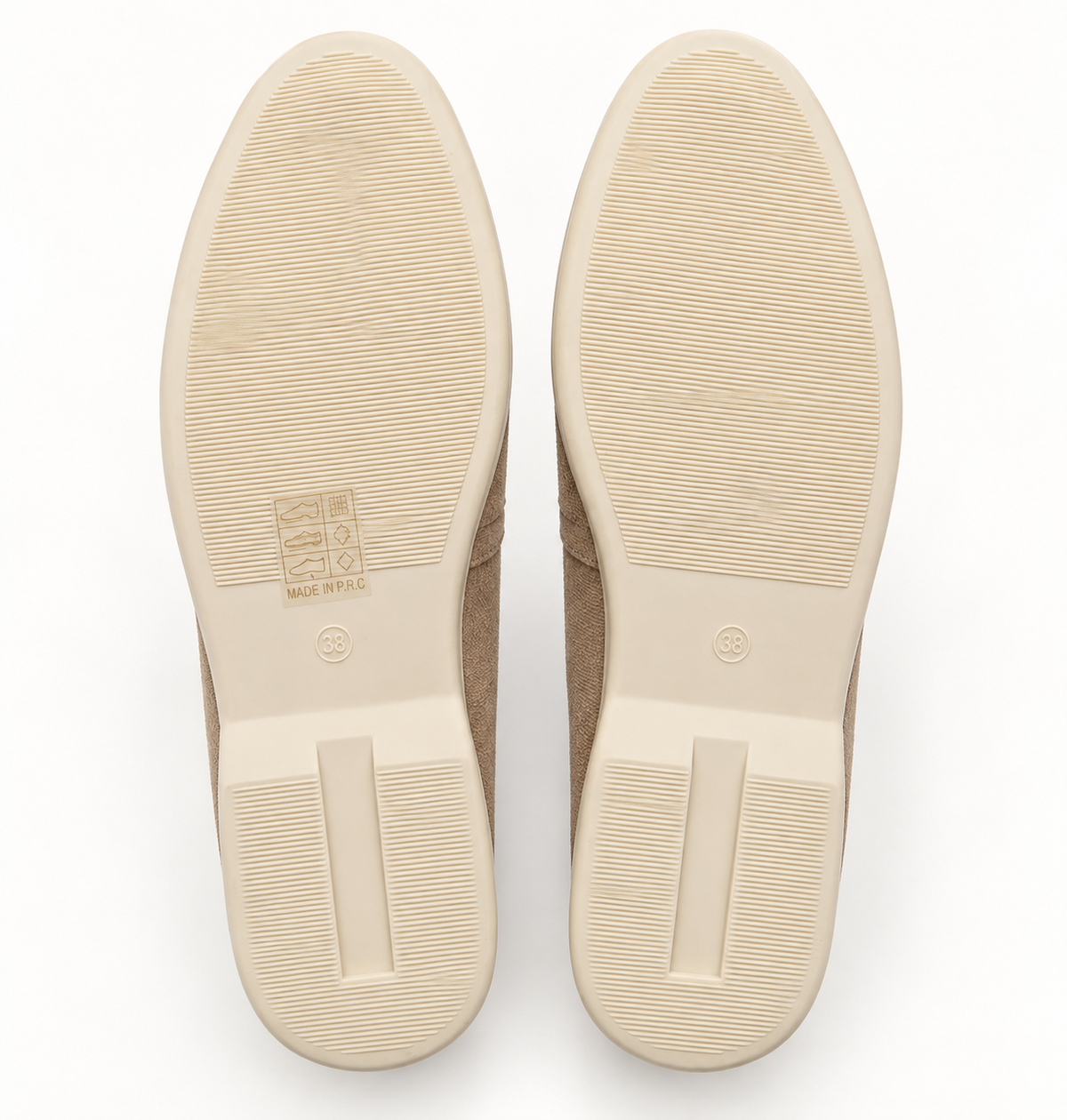 Khaki Suede Look Loafers