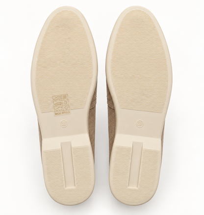 Khaki Suede Look Loafers