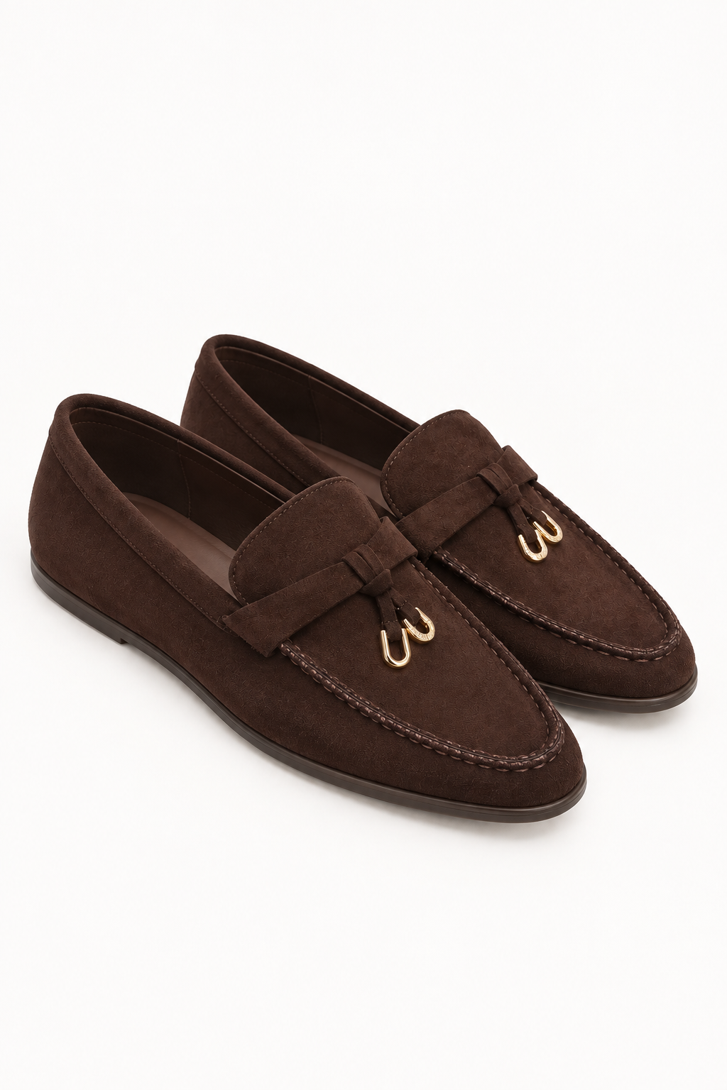 Brown Suede Look Loafers