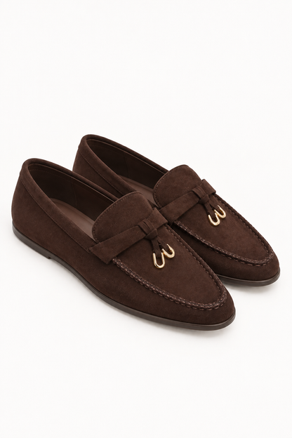 Brown Suede Look Loafers