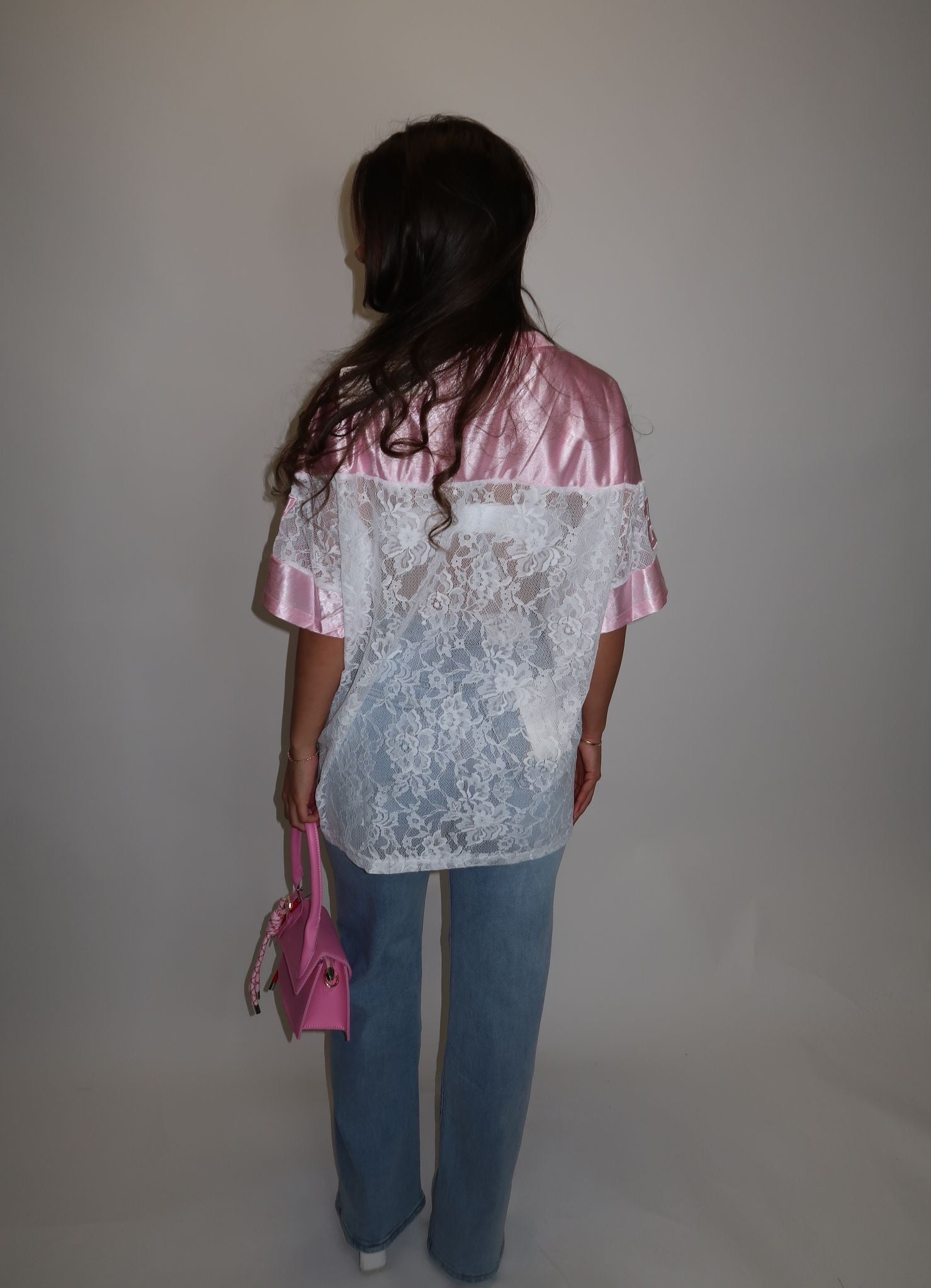 Twenty-Seven Lace Baseball Tee Pink