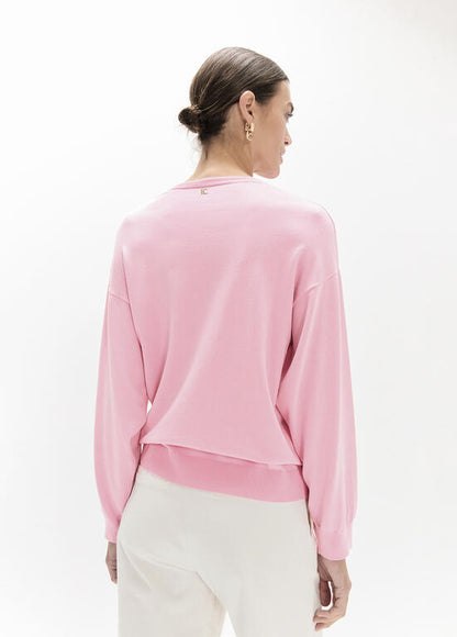 Lola Casademunt Roze V-Hals Trui Patches