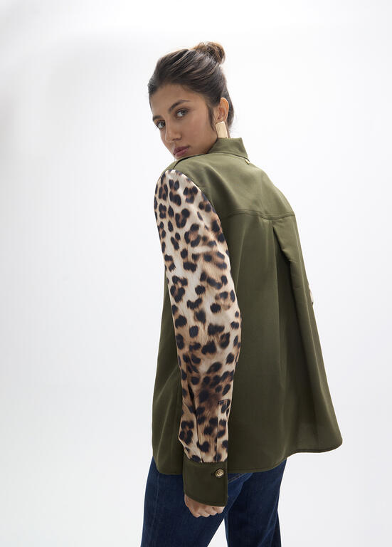 Lola Casademunt Khaki en Leopard Print Blouse