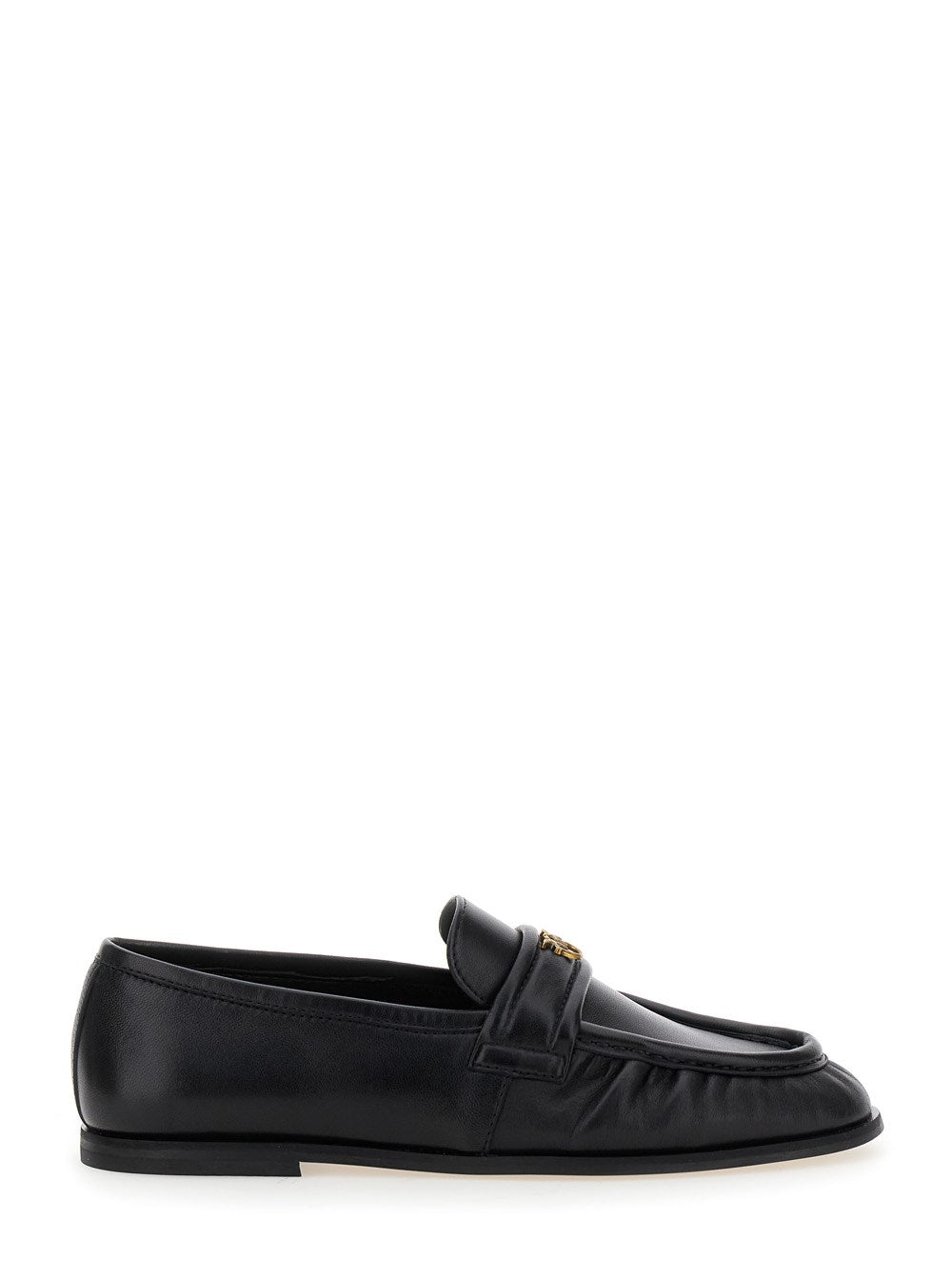 PINKO BLACK Leather LOAFERS  Black