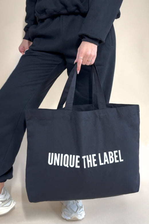 UNIQUE CANVAS TOTE BAG - BLACK